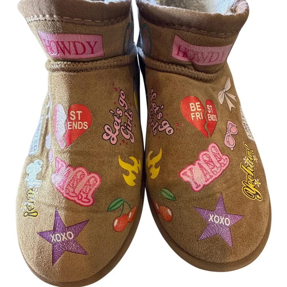 Steve Madden Girls Patchwork Sherpa Boots Y2K Cozy Rare Discontinued Size 4